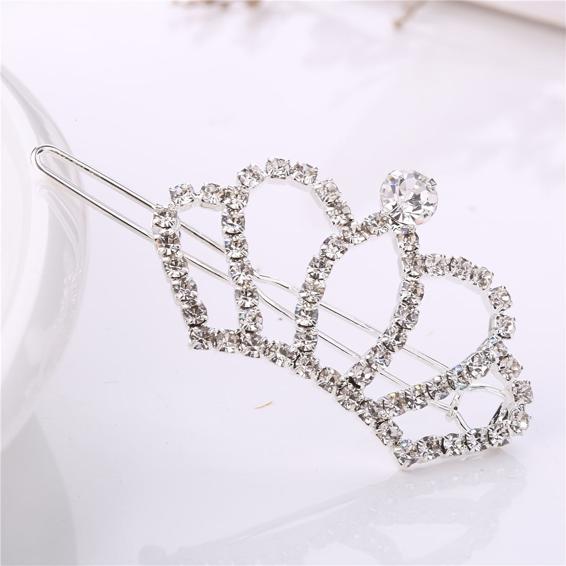 Rhinestone Crown Hairclip Golden Silvery Hairpin Barrette Cyberpunk Y2K
