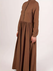  Casual Abaya Dress Women's Plus Solid Button Up Long Sleeve Maxi Dress