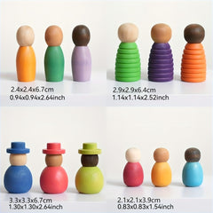 12pcs Wooden Rainbow Figurines Colorful Statues Decorative Items