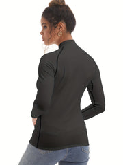High Turtleneck Pullover Top Long Sleeves Stretch Warm Shirt Women