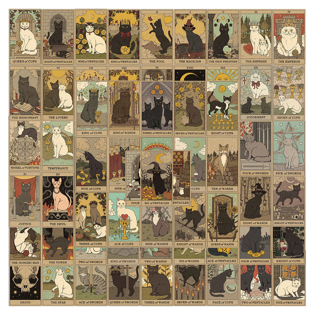 72pcs Cat Tarot Horoscope Stickers for DIY Arts & Crafts