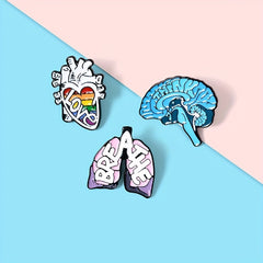 3pcs Mental Health Enamel Pins Brain Brooches Lapel Badges Jewelry