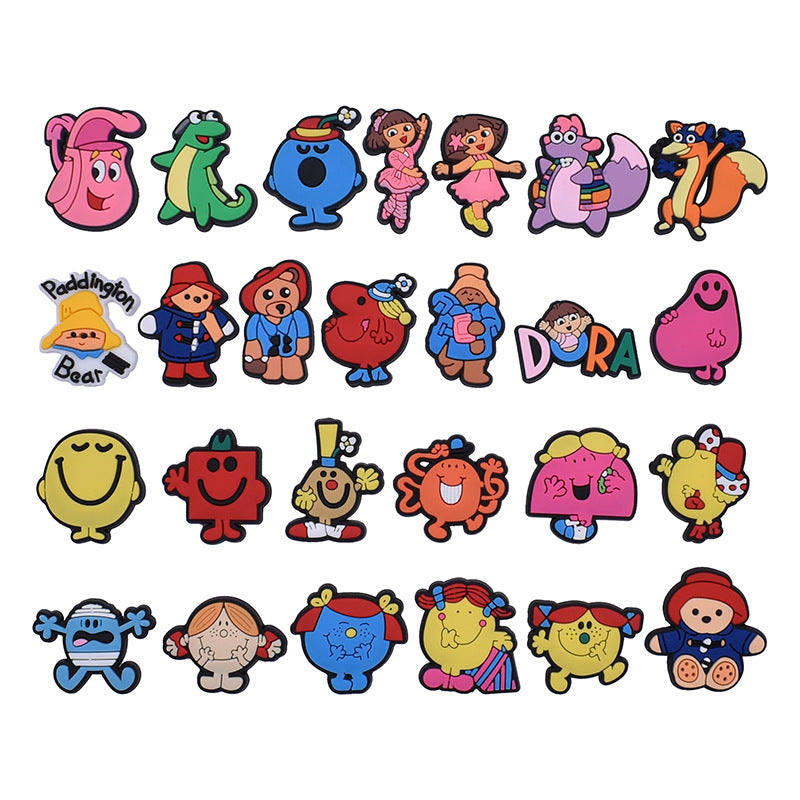 26pcs Gril Pattern Shoe Charms For Clogs Jibtz Bubble Slides Sandals