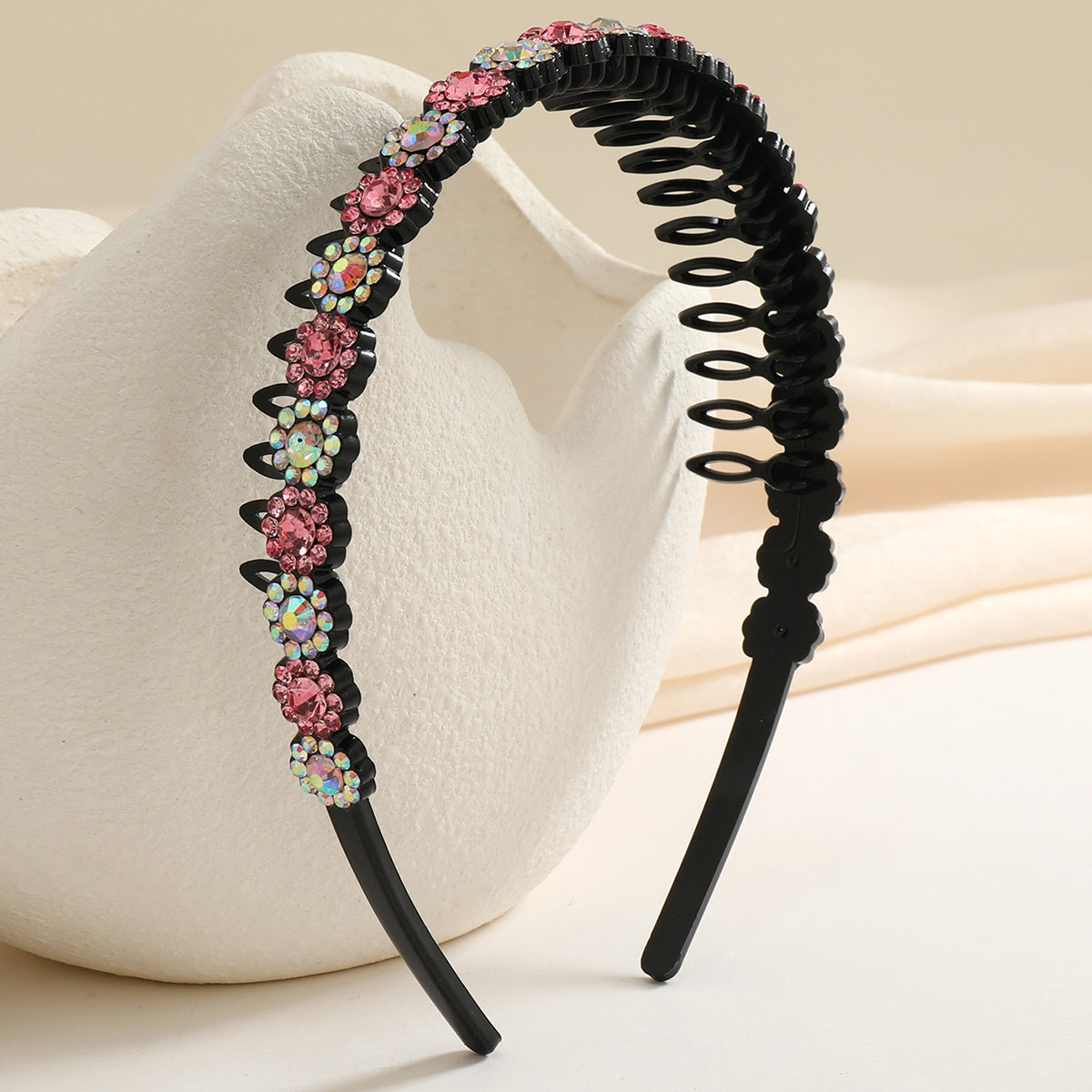 Teeth Comb Headband Crystal Beaded Hairband Non-Slip Headband