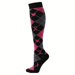 Letter & Bow Print Calf Socks Compression Knee High Women's Stockings