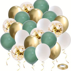 Green Golden Party Balloons 20pcs Bridal Baby Shower Decor Ribbon