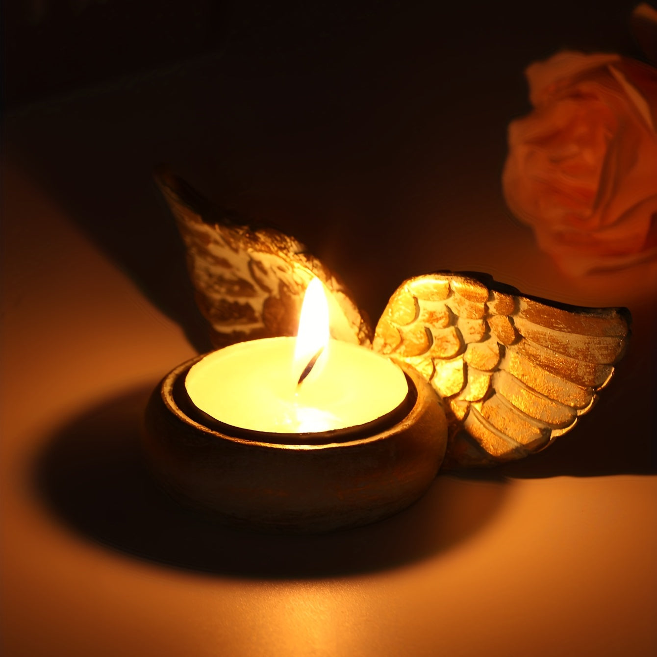 Green Angel Wings Tealight Candle Holders Resin Votive Candle Holder