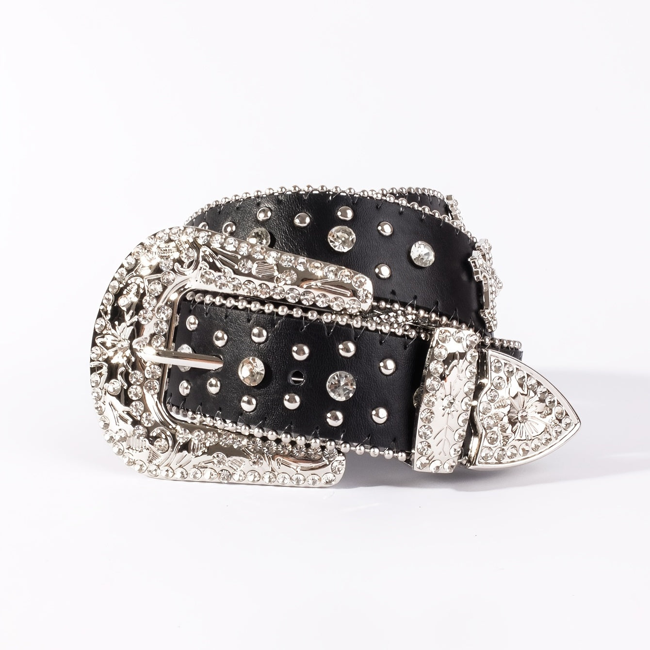 Men's Rhinestone Belt Cross Western Cowboy Cowgirl Jewelry Leather Belt