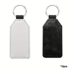 10pcs Sublimation PU Leather Glitter Keychain Single Side Printing