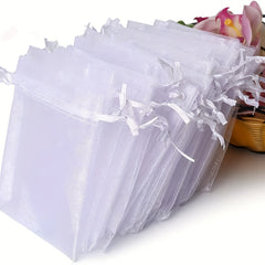 10pcs Transparent Organza Bag Wedding Gift Bag Drawstring Makeup Gauze Gift Bag