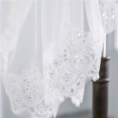 Ivory Bridal Veil with Rhinestones Single Layer Wedding