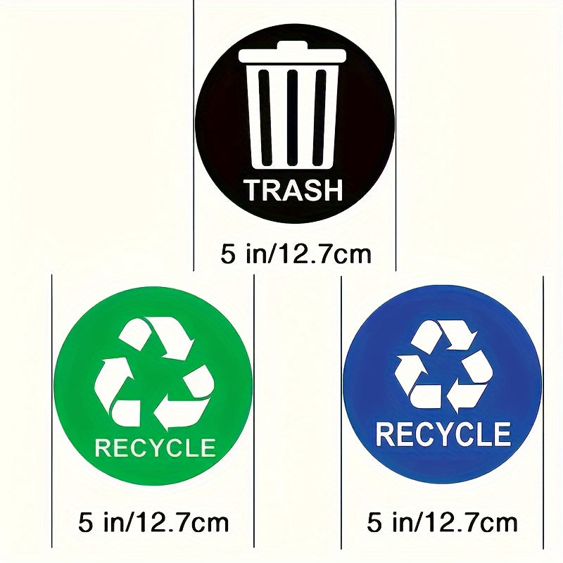 3 Piece 5 inch Bin Recycling Sticker Waterproof Sun Protected