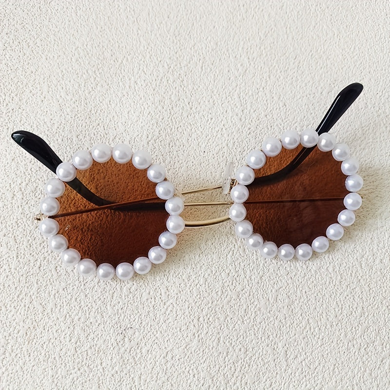 Girl's Faux Pearl Sunglasses Parent Child Style UV Protection Baby Glasses