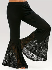  Contrast Lace High Stretch Flare Pants