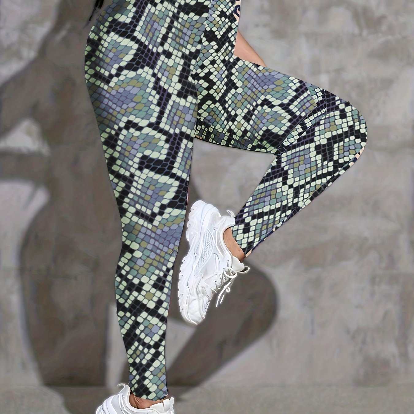  Geometric Print High Rise Yoga Pants