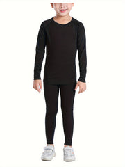 Kids Thermal Activewear Set Long Sleeve Top & Pants for Sports/Skiing