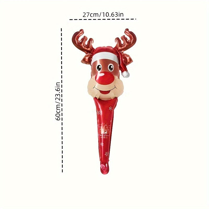 5pcs Cartoon Christmas Aluminum Film Balloon Handheld Stick Decoration Gift