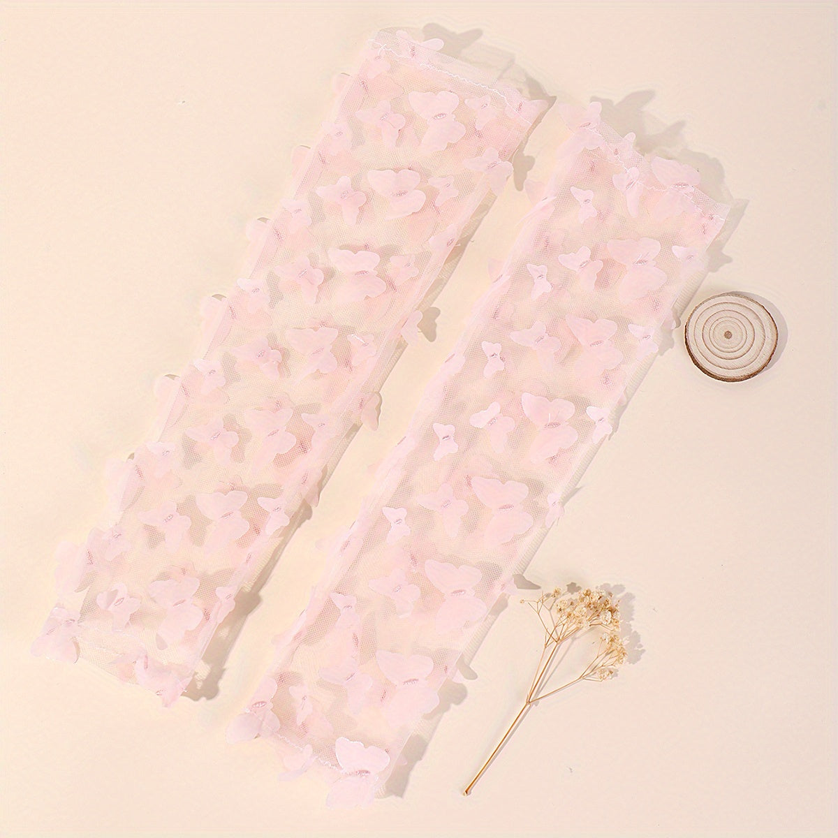 Pink Lace Mesh Sleeve Lightweight Long Arm Sunscreen Sleeve