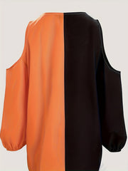  Halloween Blouse Women's Plus Grimace Print Cold Shoulder Top