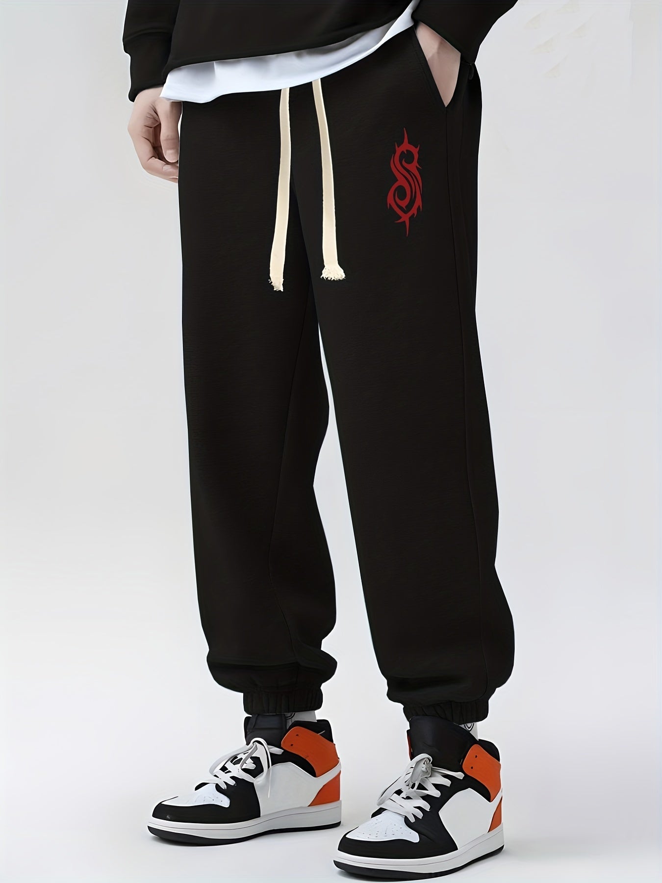 Ethnic Pattern Drawstring Sweatpants Loose Fit Casual Joggers Men