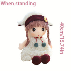 15in Plush Doll with Hat Soft Stuffed Toy for Girls - Home Decor Mix