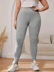  Sporty Leggings Women's Plus High Rise Solid Skinny Stretchy Leggings