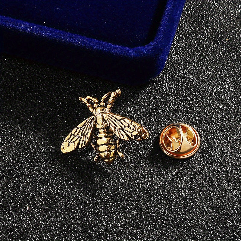 European American Retro Insect Bee Brooch Metal Collar Pin Men Women Suit