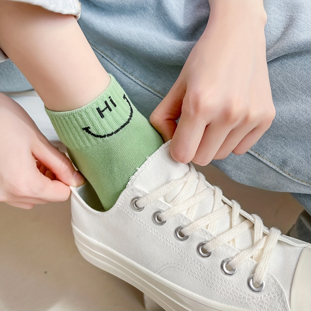 Letter Print Sports Short Socks Women's Stockings