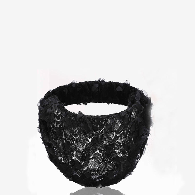 Faux Pearl Headband Lace Hair Band Elastic Turban