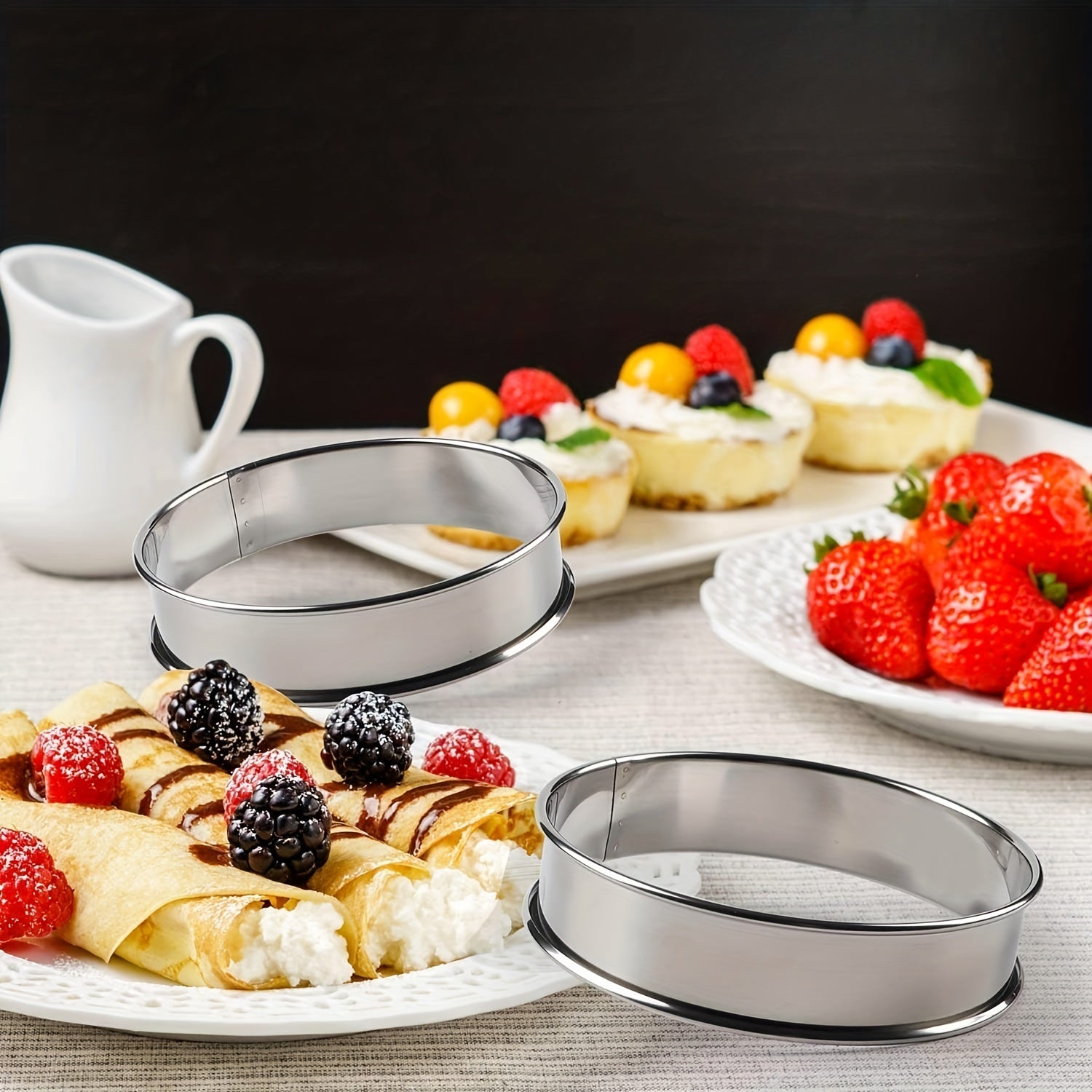 5pcs Stainless Steel Crumpet Rings 10 16 Cm Nonstick Round Cake Rings