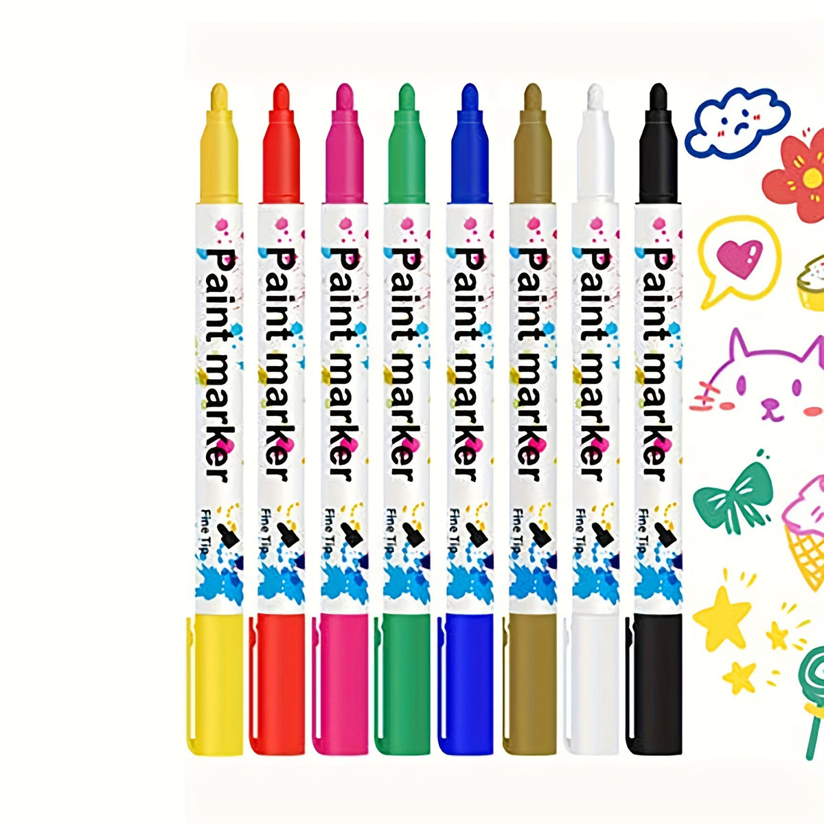 8pcs Acrylic Marker Paint Pen Set For DIY Crafts Glass Ceramic Surfaces
