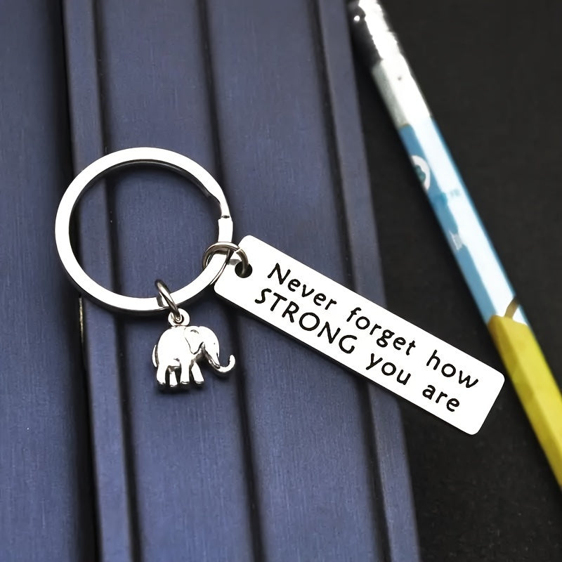 Inspirational Quote Elephant Keychain Backpack Decorative Accessory