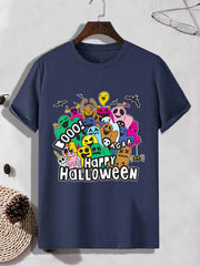 Men's Halloween Doodle Print T shirt Active Tee
