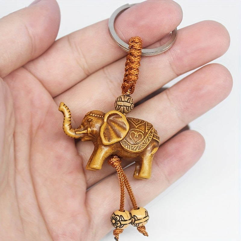 Wood Elephant Key Chain Pendant 3D Elephant Car Key Accessories