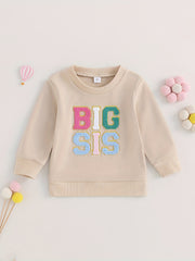 Kids BIG SIS Embroidered Sweatshirt Long Sleeve Top Pullovers