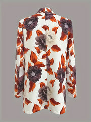  Casual Floral Blazer Long Sleeve Shawl Collar