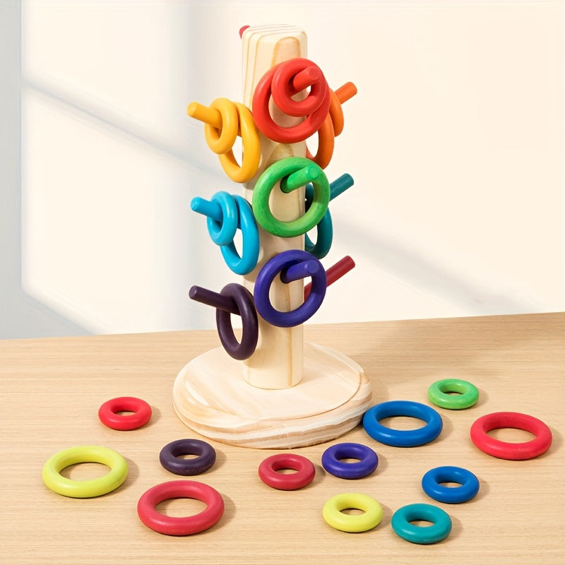 Rainbow Wooden Counting Tree Toy Educational Game Learning Toy