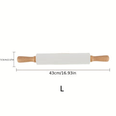 Silicone & Wood Rolling Pin Non Stick Dough Roller Kitchen Utensil
