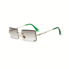 Women's Rimless Square Sunglasses Metal Frame Eyewear