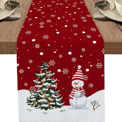 Red Merry Christmas Table Runner Holiday Decoration