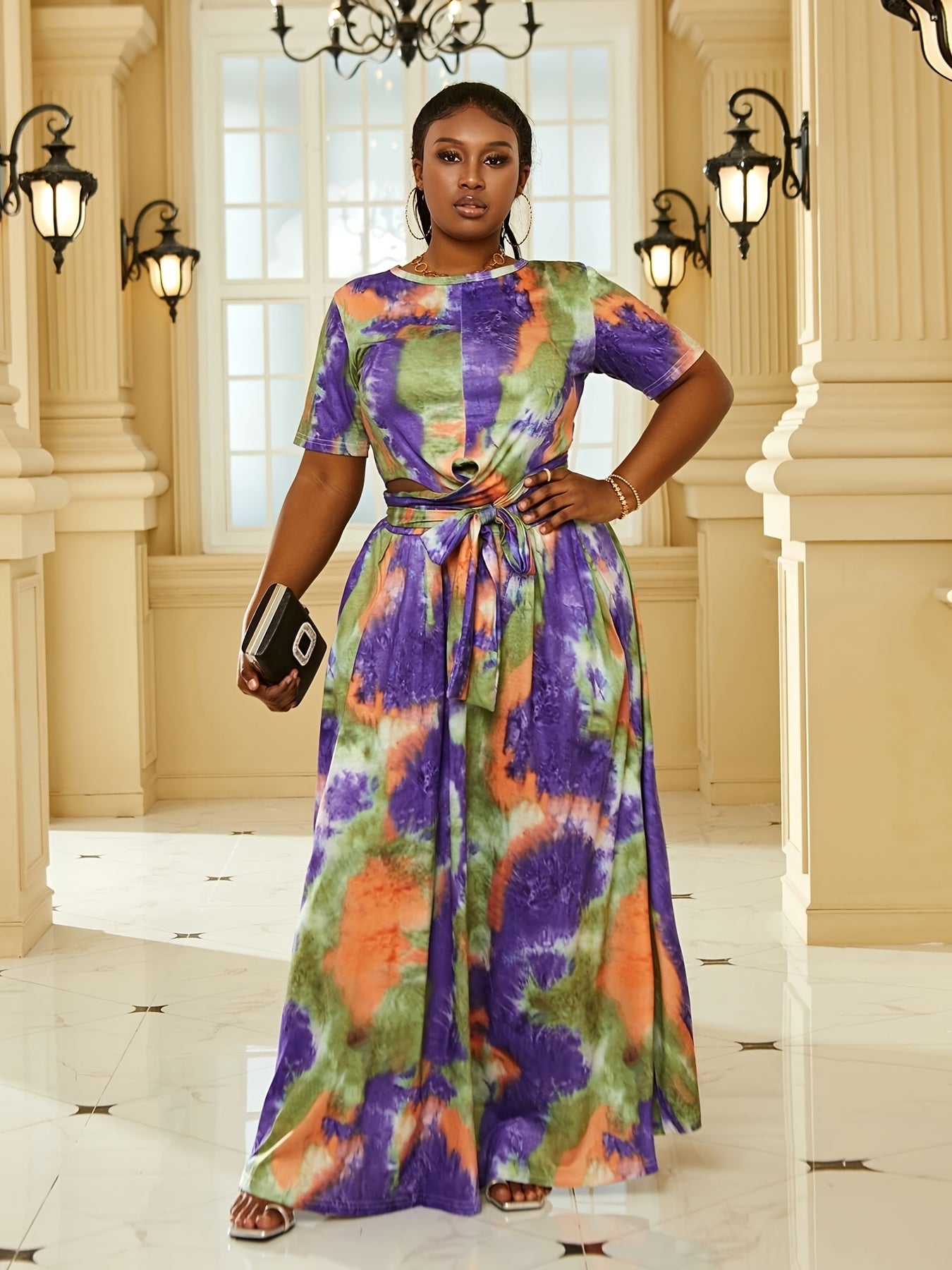  Tie Dye Crop Top & Maxi Skirt Set