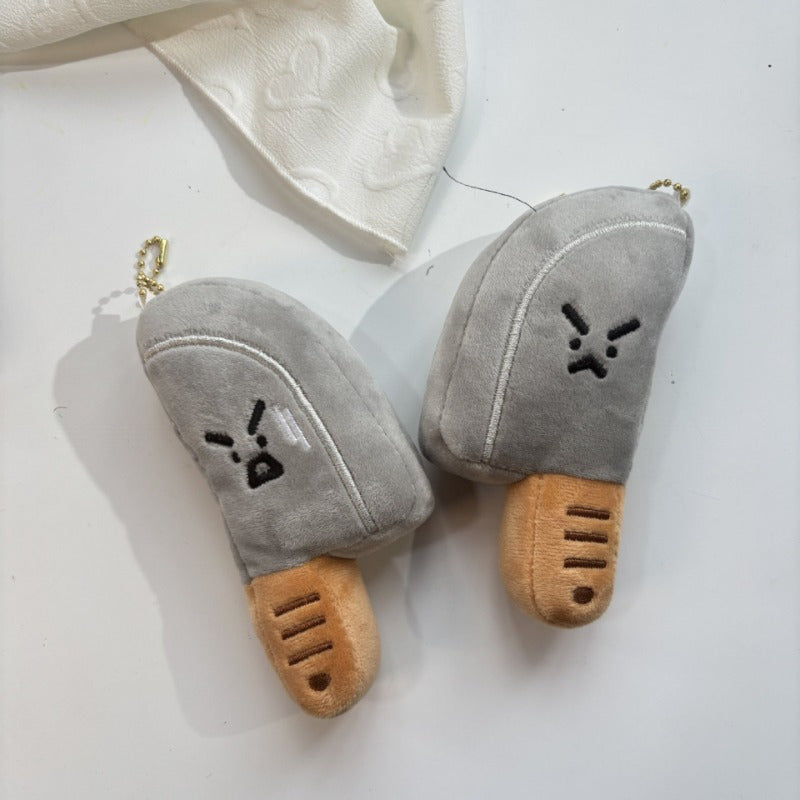 2pcs Kitchen Plush Pendant Angry Expression Funny Mini Backpack Keychain Gift