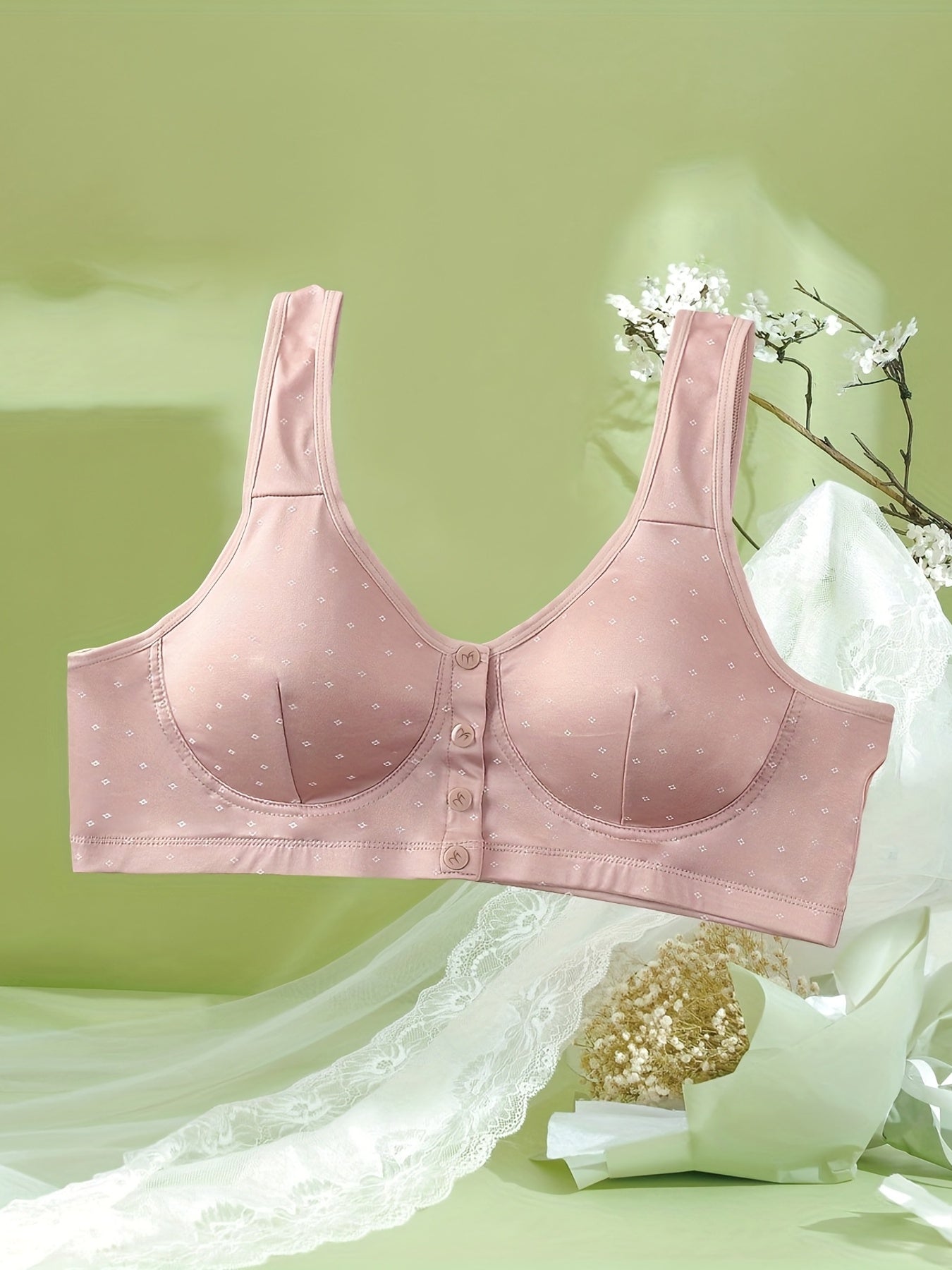 Plus Size Women's Ditsy Print Padded Comfort Bra