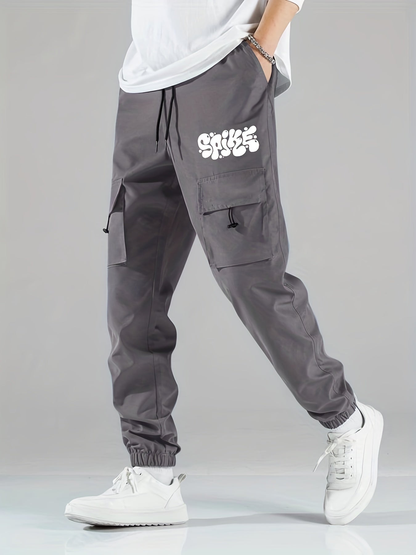 SPIKE Print Cargo Pants Men's Flap Pocket Trousers