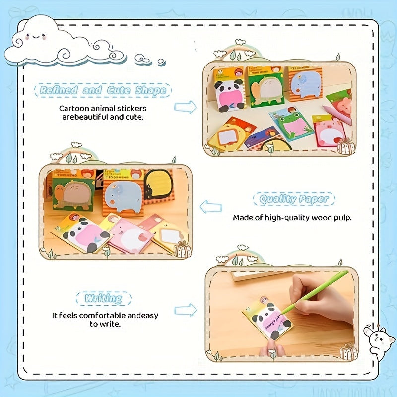 8pcs set Animal Sticky Notes For Fridge Office School Memo 8 Styles