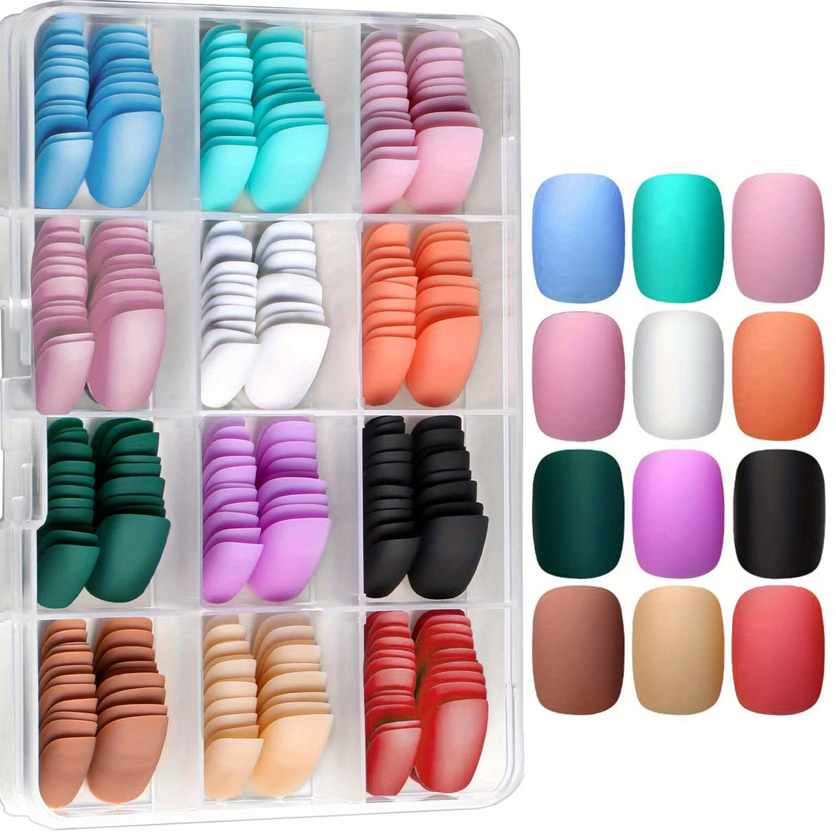 288pcs Matte Press On Nails for Women - Short Oval Frosted False Nails