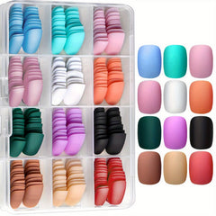 288pcs Matte Press On Nails for Women - Short Oval Frosted False Nails