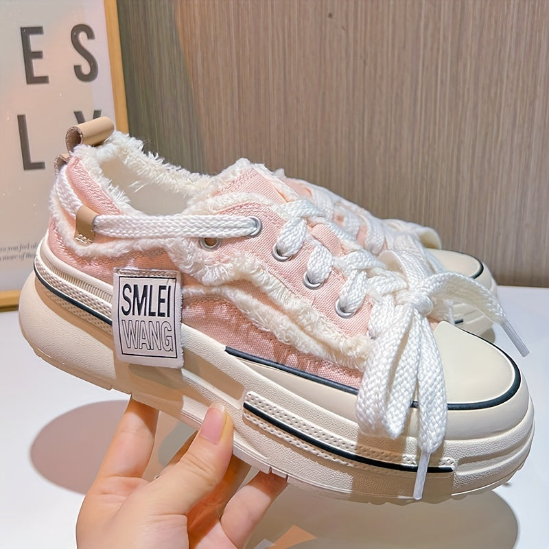 Women's Lace Up Canvas Shoes Casual Heightening Shoes