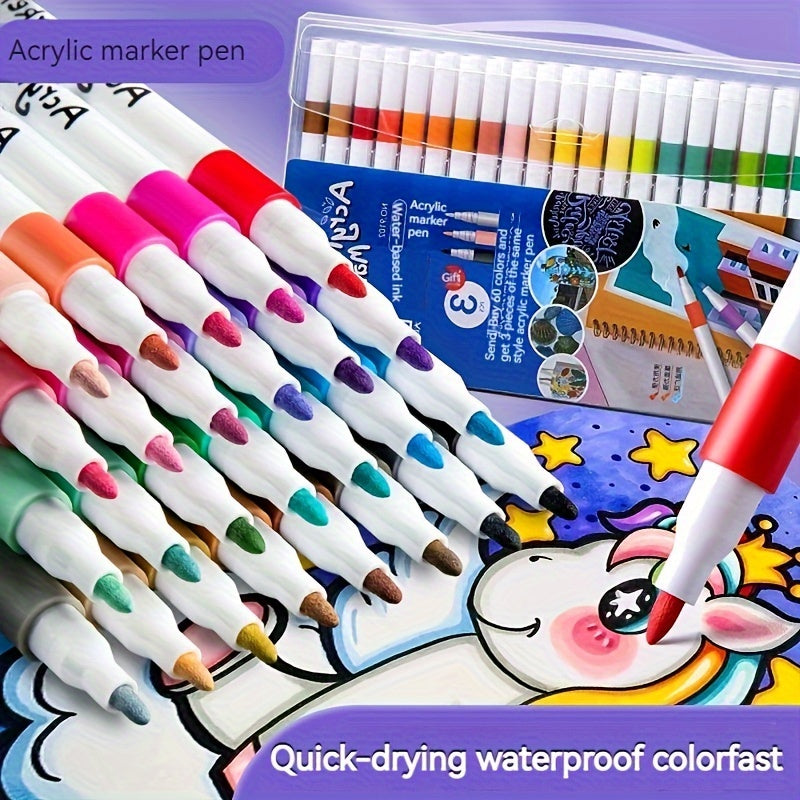 12pcs Quick Dry Acrylic Paint Pens Waterproof Fine Tip for Canvas Wood