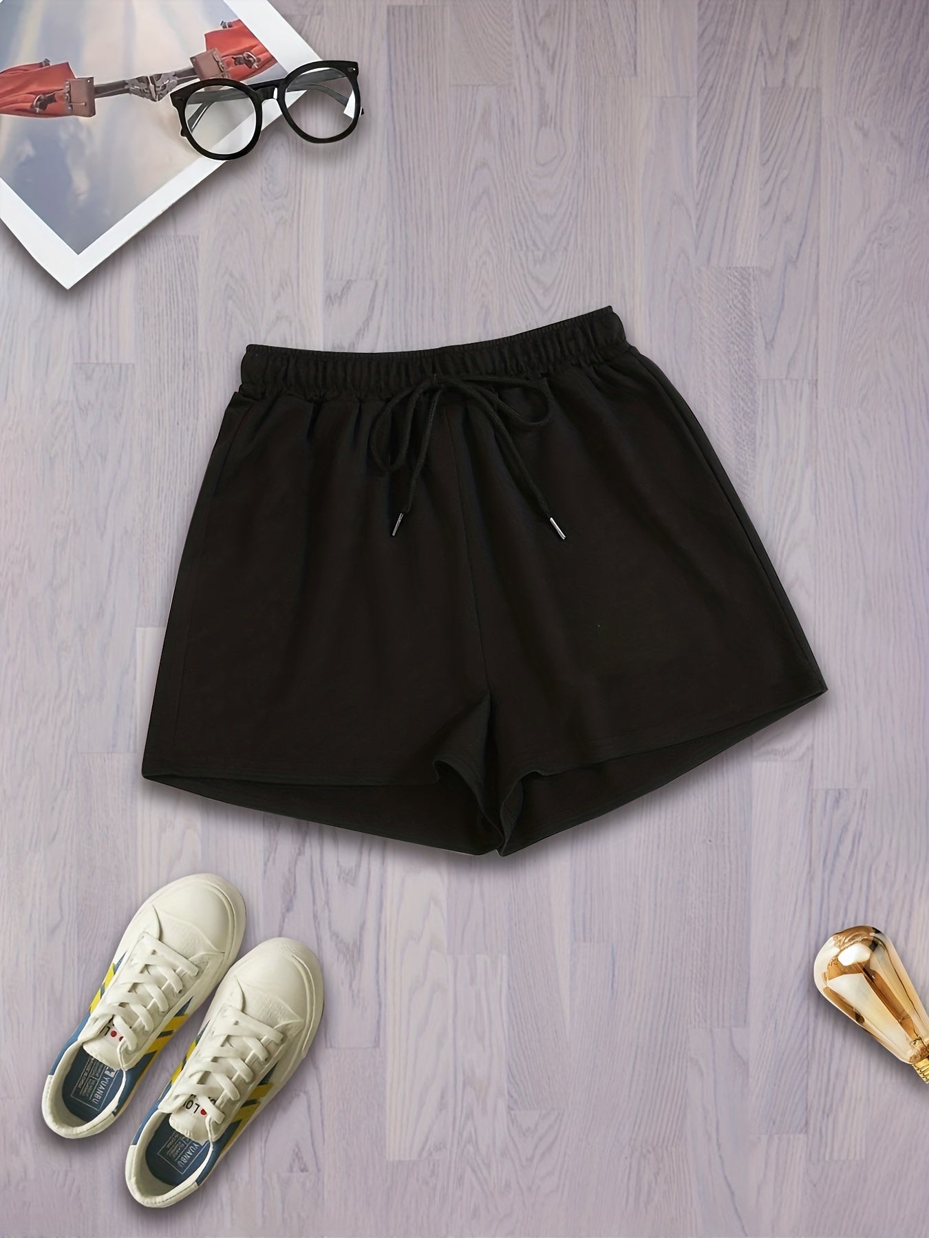  Solid Drawstring Stretch Comfort Shorts